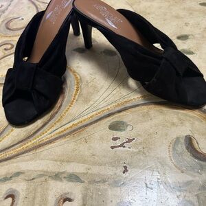 Aerosoles Heel Rest Black Suede Slip-On Heels